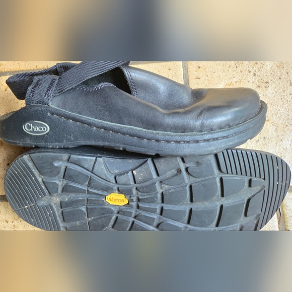 Chaco gorgeous black leather "Vibrum" sandle slide work clog sz7.5 - Picture 5 of 6